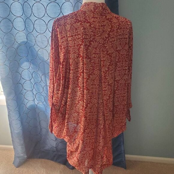 TOBI maroon and cream sheer cardigan shawl - Picture 5 of 10